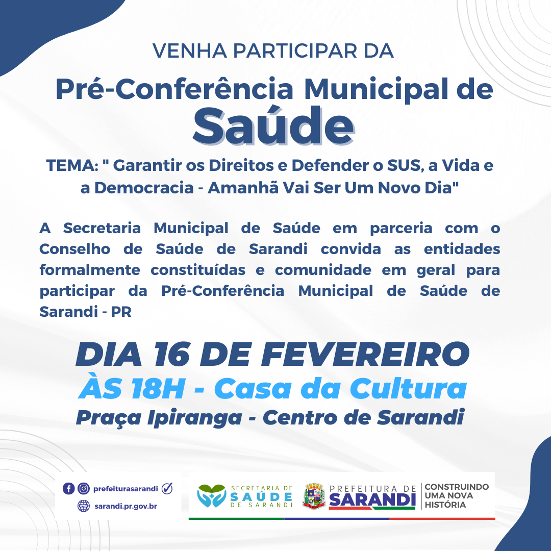 Convite Pré-Conferência Municipal de Saúde